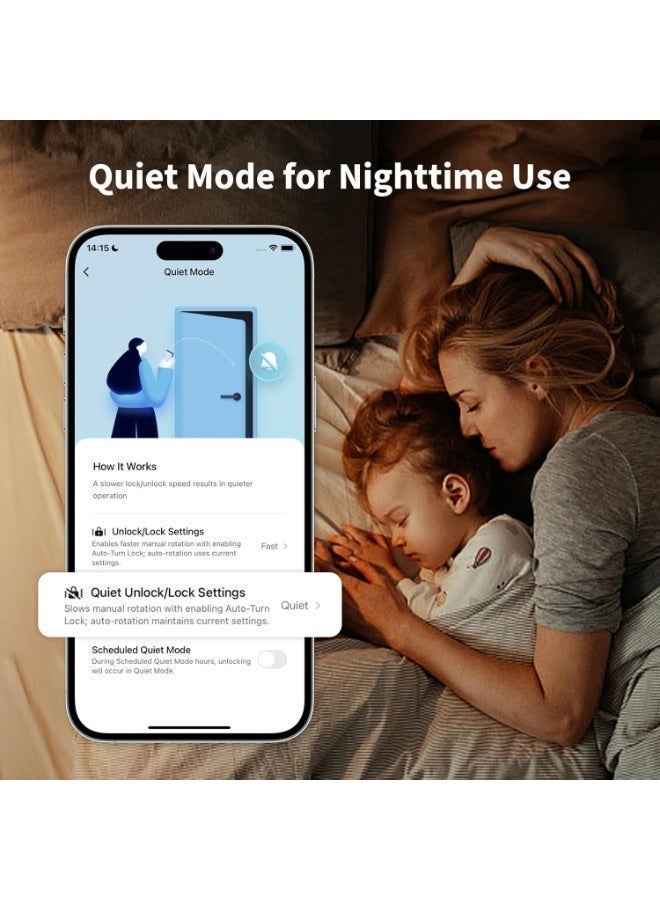 Aqara Smart Lock U200 Lite, Matter Over Thread, Quiet Mode, Auto Lock, Remote Access, Rechargeable Battery, Fits Euro Profile Cylinder, Supports HomeKit, Alexa, Google Home, Home Assistant, Black - Image 5